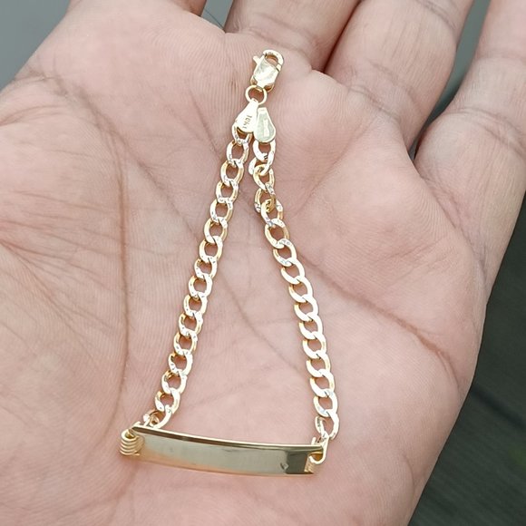 10kt Real Gold Cuban Daimond Cut Id Bracelet size 6.5 inches
